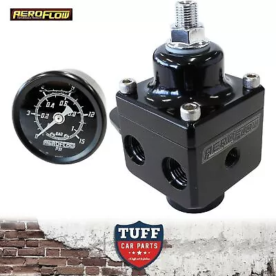 Aeroflow Black Billet 4 Port 1600hp Carb Fuel Pressure Regulator 4-12PSI + Gauge • $330.05