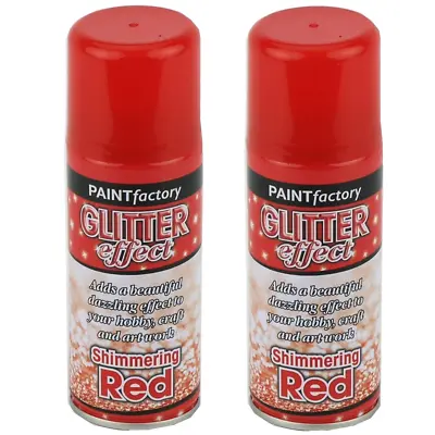 2 X Red Glitter Effect Colour Spray Can Paint Decorative Creative Crafts 200ml • £6.99