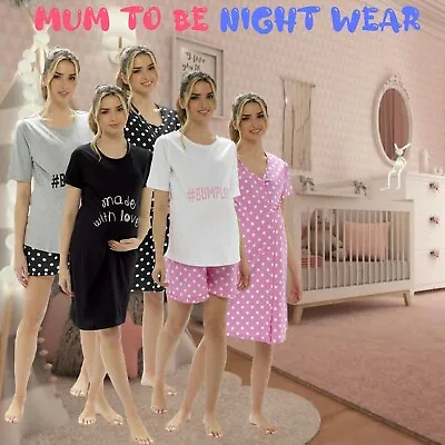 Ladies Maternity Nightshirt Ladies Maternity Pyjamas Womens Ladies Short Pyjamas • £11.77