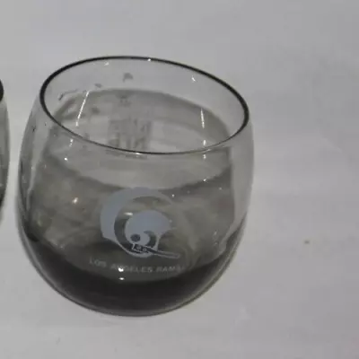 Vtg 1970's Los Angeles Rams Smoked Glass NFL Whiskey Glasses - Sports Bar Decor • $11.21