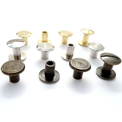 £1.99 • Buy Small 9mm Wide Chicago Screws Studs Nickel Brass Gold Gun Metal Grey Leather A7C