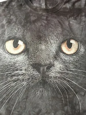£7 • Buy The Mountain Tshirt Tie Dye Acid Wash  Black Dark Grey Realistic Cat Size L
