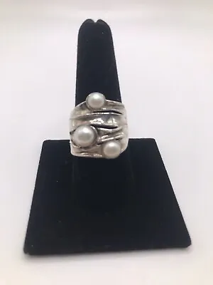 Hagit Gorali HG Sterling Pearl Sculptured Ring SZ 9 • $79