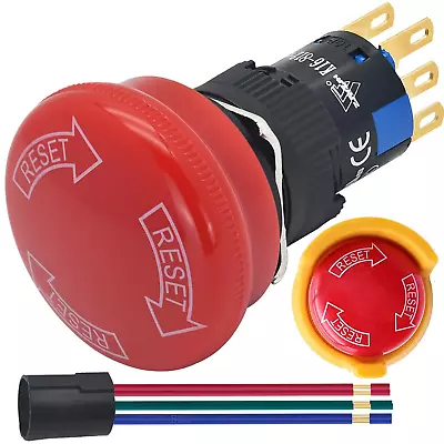 16mm Emergency Stop Button Switch Latching Red Mushroom Cap Toggle Switch E-Stop • $15.30