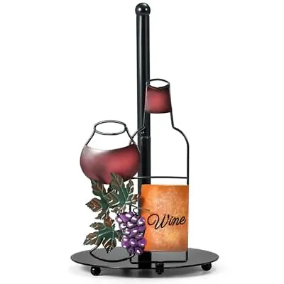 Wine Paper Towel Holder - Vintage Wine Decor For KitchenMetal Wine Glass & G... • $33.10