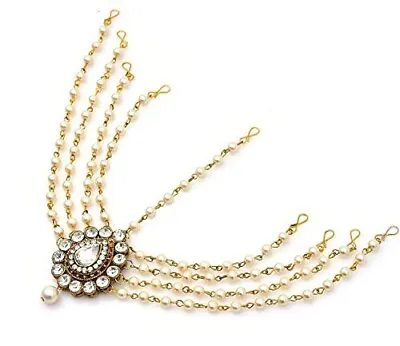 Indian Bollywood Gold Plated Kundan Choker Bridal Tikka Tika Mang Jewelry Set • $17.59