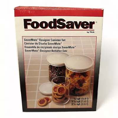 FoodSaver By Tilia Savermate Designer Canister Set Of 3 Vacuum Vintage 1997 • $32.99