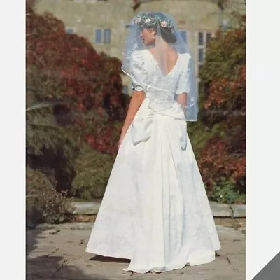 Vintage Laura Ashley 1980s Wedding Dress 100% Cotton Roses Pattern Us 8 • $249