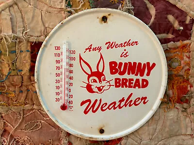 BUNNY BREAD 1950s DEALER PROMO THERMOMETER SIGN NICE FOOD  • $14.54