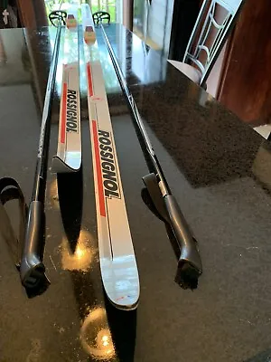 Rossignol Waxless Ski Package 215cm  X- Country Skis Bindings Poles 46 Boots • $125.96