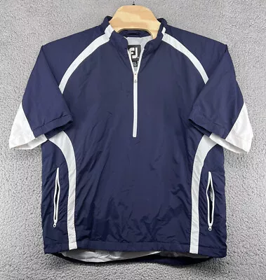 FootJoy Sport FJ Golf Windshirt Mens Size XL S/S Blue Zip Pullover Needs Repair • $14.65