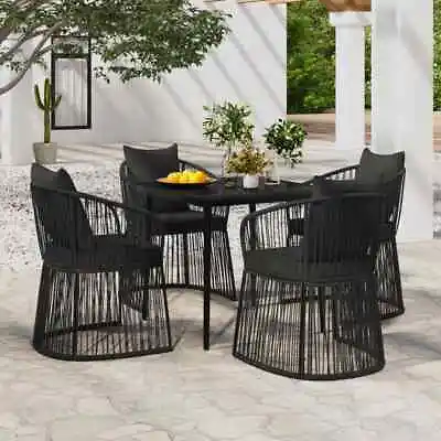$844.99 • Buy VidaXL Garden Dining Set Black Outdoor Furniture Multi Sizes 3/5/7/9 Piece