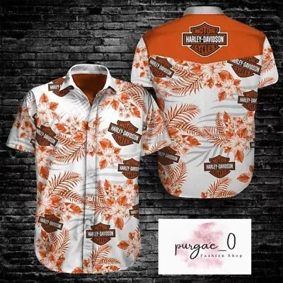 Harley-Davidson Motorcycle Flower Limited Edition Men's Hawaiian Shirt Full Size • $31.99