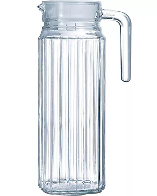 1.2L Water Juice JUG Pitcher GLASS BOTTLE Cocktail Fridge Kitchen Home Lid UK • £8.99