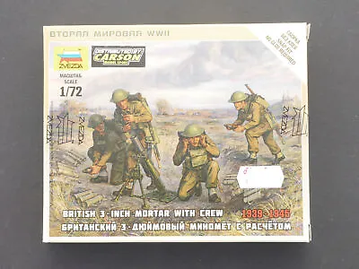 Zvezda 6168 British 3 Inch Mortar With Team 1:72 Boxed 1608-28-35 • £5.32