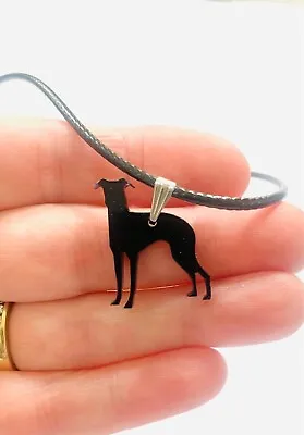 Lurcher Dog Necklace Pendant In Black Gift • £3.55