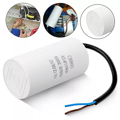 45uf Run Capacitor Electric Motor Start Harbor Freight CBB60 Cable Plastic Shell • $11.48