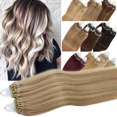 US CLEARANCE Real Remy Micro Ring Beads Loop Tip 100% Human Hair Extensions FULL • $29.10