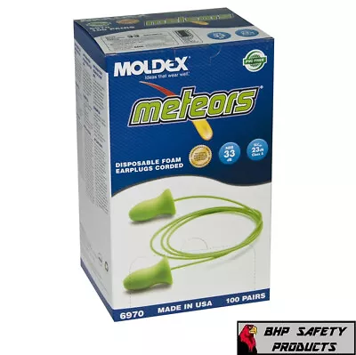 Moldex Meteors 6970 Large Disposable Foam Corded Earplugs  100 Pairs/Box NRR 33 • $45