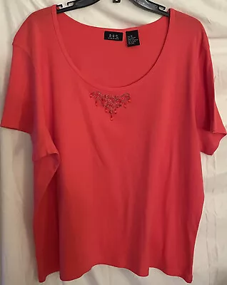 RQT Woman  Short Sleeve Orange Shirt Embellished With Beads  Size: 1X • $9