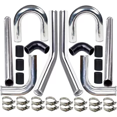 2.5 Universal Aluminum Turbo Intercooler Piping Kit+Black Elbow Hose+Bolt Clamps • $99.99