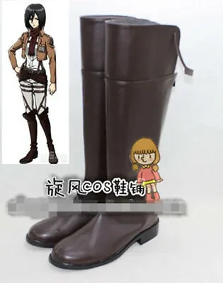 ATTACK ON TITAN Mikasa Ackerman Cosplay Shoes Boots Shoes Custom Made • $36