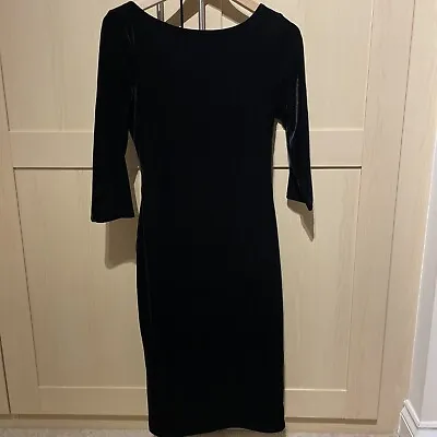 Monsoon Black Velvet Midi Dress • £8.50