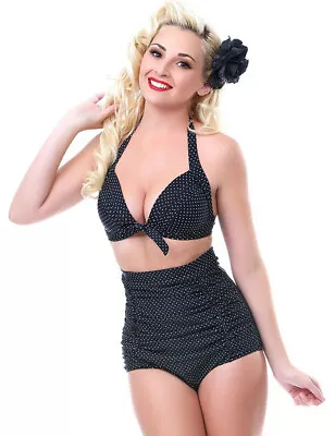 POLKA DOT BIKINI Size 10 M High Waist High Waisted Retro Vintage Style Summer • £19.99