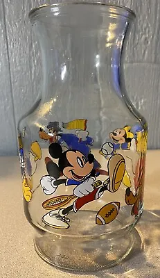 Vintage Mickey Mouse & Friends Sports 8.5” Juice Carafe Anchor Hocking Vase Jug • $25