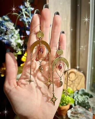 $2.61 • Buy Sun Moon Stars Crystals Statement Earrings Boho Hippie Bohemian Earrings