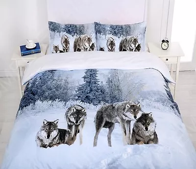 $45 • Buy Single/KS/Double/Queen/ King Size Bed Quilt Doona Cover Set--Snow Wolf Family