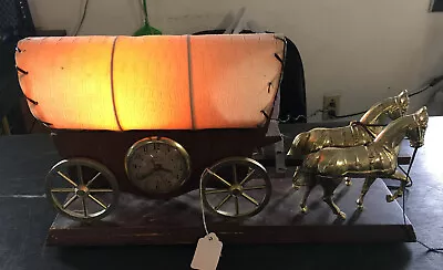 Gibraltar Horse Drawn Covered Wagon Clock Vintage Tv Lamp Light Self Starting • $29.99