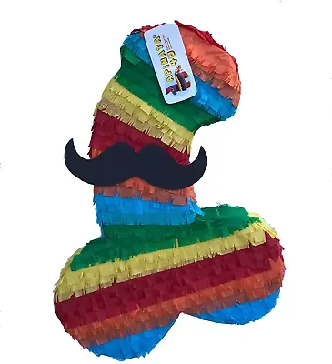 Penis Pinata Fiesta Colored With Mustache For Bachelorette Adult Party Over The • $39.99