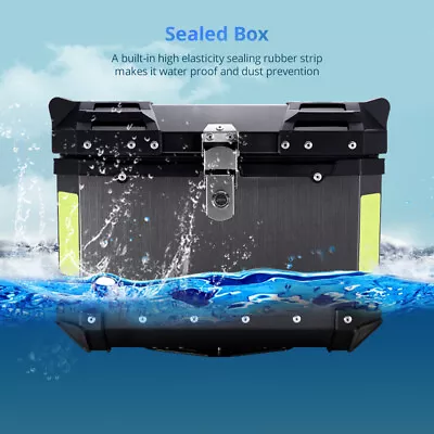 Aluminum 45L Motorcycle Top Case Tail Box Waterproof Luggage Trunk Storage Black • $75.98