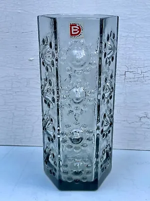 £16.99 • Buy Retro Dartington Vintage Art Glass Grey 'Nipple' Vase By Frank Thrower & LABEL