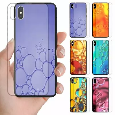 For OPPO Series Water Bubble Print Theme Tempered Glass Back Case Phone Cover #1 • $14.98