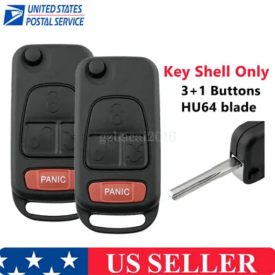 2 For Mercedes Benz ML320 Flip Remote Key Fob Shell Case HU64 Blade 1998-2003 • $12.78