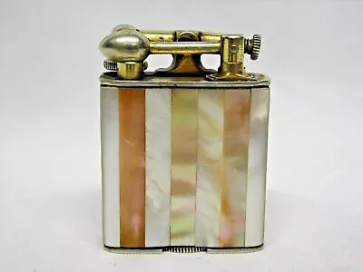 Vintage Clark Lift Arm Lighter 18K Gold EP Mother Of Pearl Abalone Inlay - RARE • $599.99