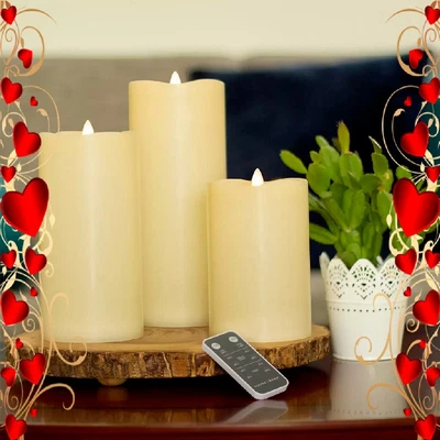 £45 • Buy LED Wax Pillar Candles 3 Pack By STERNO HOME