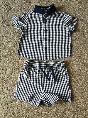 £2.99 • Buy Baby Boys Age 0-3 Months Summer Matching Outfit Shirt Shorts Set Checks 60s Mod 