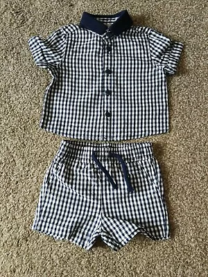 £2.99 • Buy Baby Boys Age 0-3 Months Summer Matching Outfit Shirt Shorts Set Checks 60s Mod 