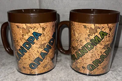 Vintage Thermo Serv Mugs Insulated Set Of 2 Grandma Grandpa Cork • $6.80