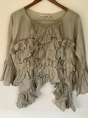 Ritanotiara Bnwot Pale Green Cotton Frilly New Romantic Lagenlook F/s Boho Ooak • £235