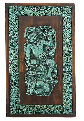 Vintage Mexican Mayan Style Resin And Wood Wall Plaque Depicting A Male Figure • $50