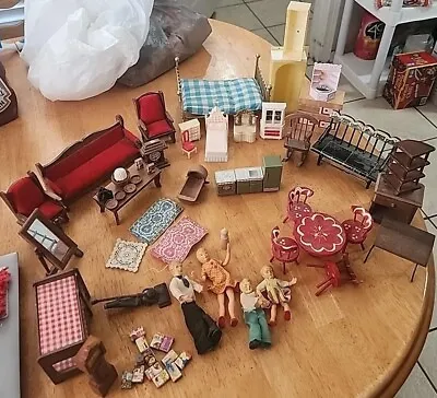 Vintage Shape Me Family Dolls Rubber Bendable Plus Mixed Doll House Accessories  • $50