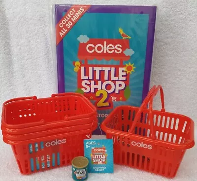 4x Baskets 1 Album COLES LITTLE SHOP MINI 2  Shopping Basket All New • $28