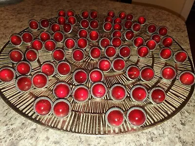 PAIR Vintage Red Ribbed Motorcycle Bicycle License Plate Reflectors Plastic Dome • $20