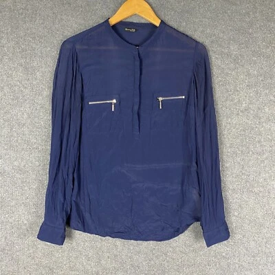 $39.95 • Buy Massimo Dutti Blouse Womens US 10 / AU 14 Blue Top Mulberry Silk Event Ladies