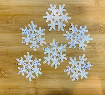 £3 • Buy Snowflake Christmas White Speckle Cupcake Toppers Cake Decorations Picks