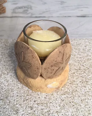 $14.99 • Buy Yankee Candle Sand Dollar Beach Votive Holder Glass + Island Guava Retired Scent